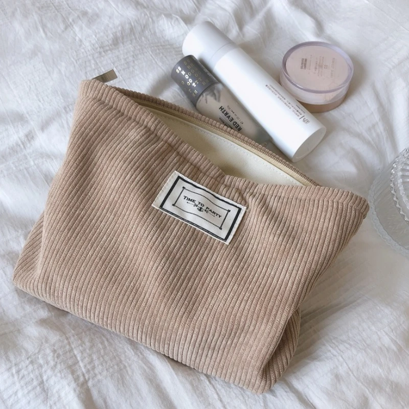 

Вельветовые косметички для женщин, Вместительная дорожная сумка для косметики, органайзер для хранения косметики, однотонная косметичка