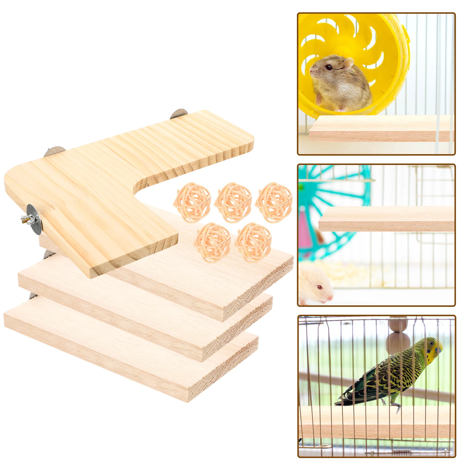 

Board Jumping Climbing Stand Chinchilla Cagewood Perch Pet Platform Wooden Squirrel Parrot Accessories Corner Habitat Hamster