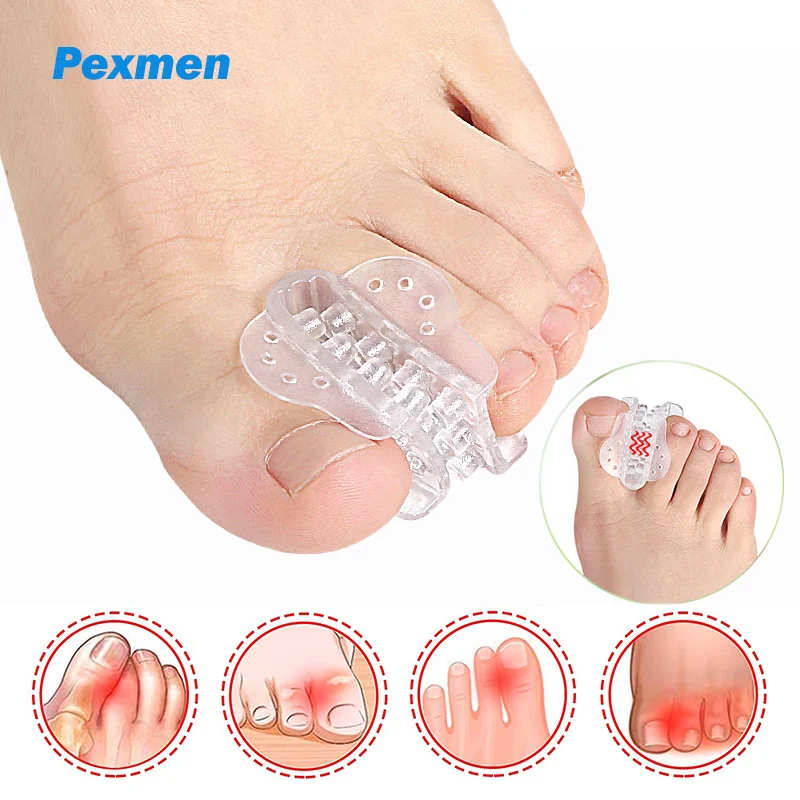 

Pexmen 2/4Pcs Gel Toe Separators to Correct Bunions and Restore Toes to Their Original Shape Bunion Corrector for Big Toe