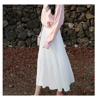 the new 2021 womens skirts words a skirt to show thin white chiffon tall waist skirt long pleated skirt joker in female