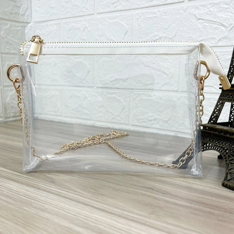 

Женская водонепроницаемая прозрачная Портативная сумка-мессенджер из ПВХ, модный прозрачный женский саквояж на плечо с цепочкой-желе
