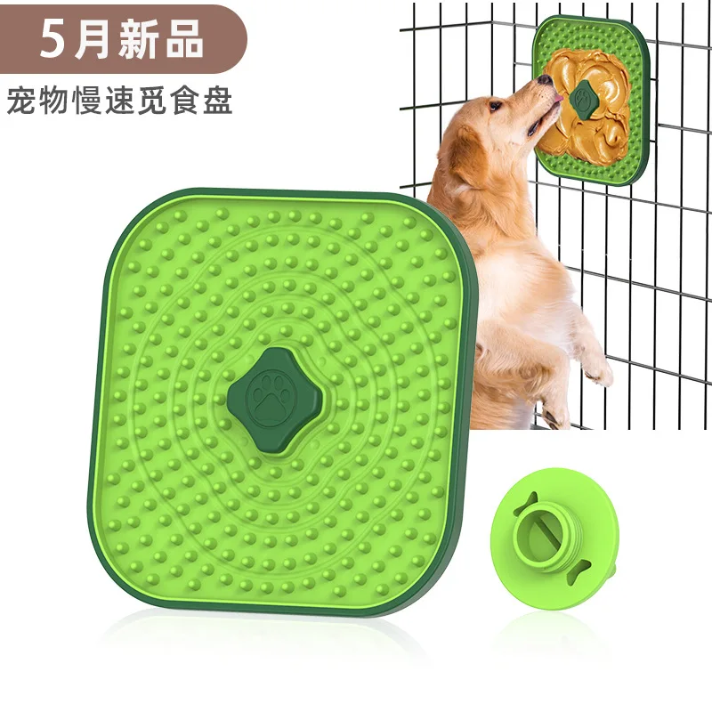 

New dog card cage licking plate to relieve boredom eating utensils cleaning tongue coating slow food bowls and plates