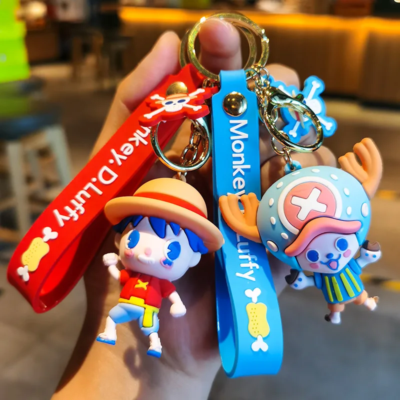 

Anime One Piece 3D Keychain Cartoon Figure Luffy PVC Keychain Key Ring Lanyard Schoolbag Pendant Accessories Cosplay Pendant