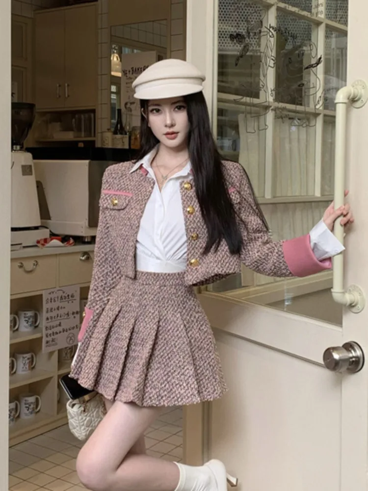 Высококачественная французская твидовая зимняя одежда женский комплект из двух
