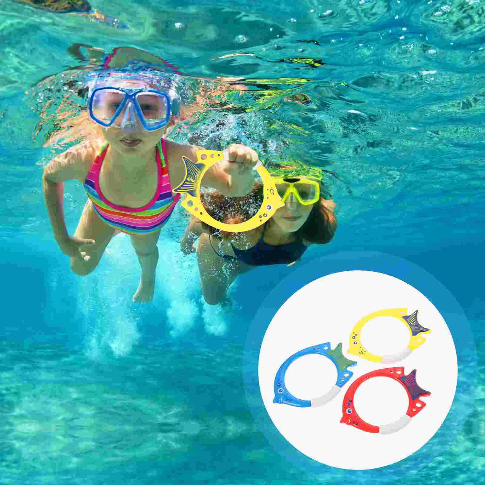 

3pcs Underwater Fish-shape Diving Ring Swimming Fish-shape Diving Ring for Kids