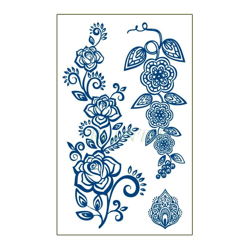 

Waterproof Temporary Juice Tattoo Sticker Flower Rose Vine Lasting Tattoos Flash Tatoo Fake Tatto Art for Men Women