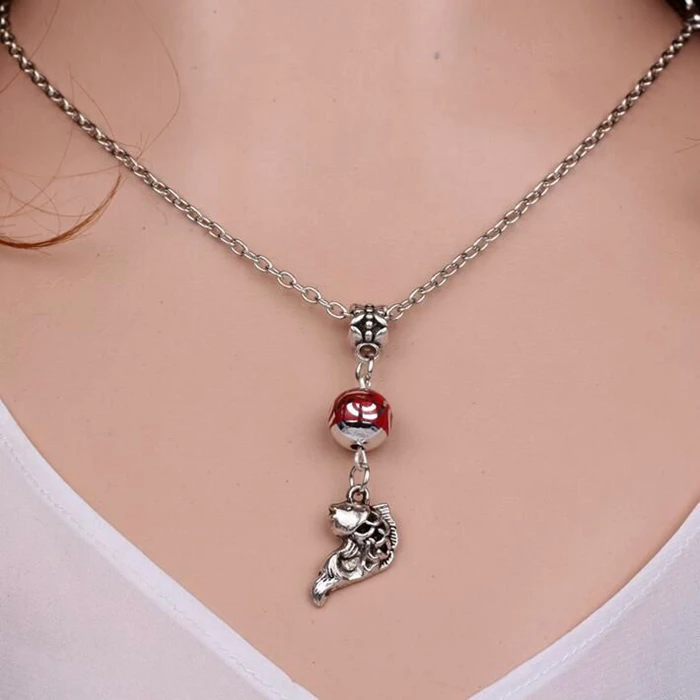 Ожерелье с золотой рыбкой и маленькой подвеска Винтажный серебряный ошейник