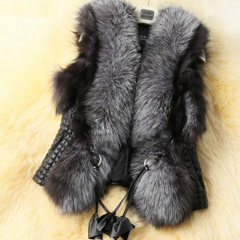 Women's Fur Jackets Fashion Black Faux Fur Vest to Keep Warm Coat Casual Sleeveless Jacket Fur Vest Tops 2022 Winter Winter New