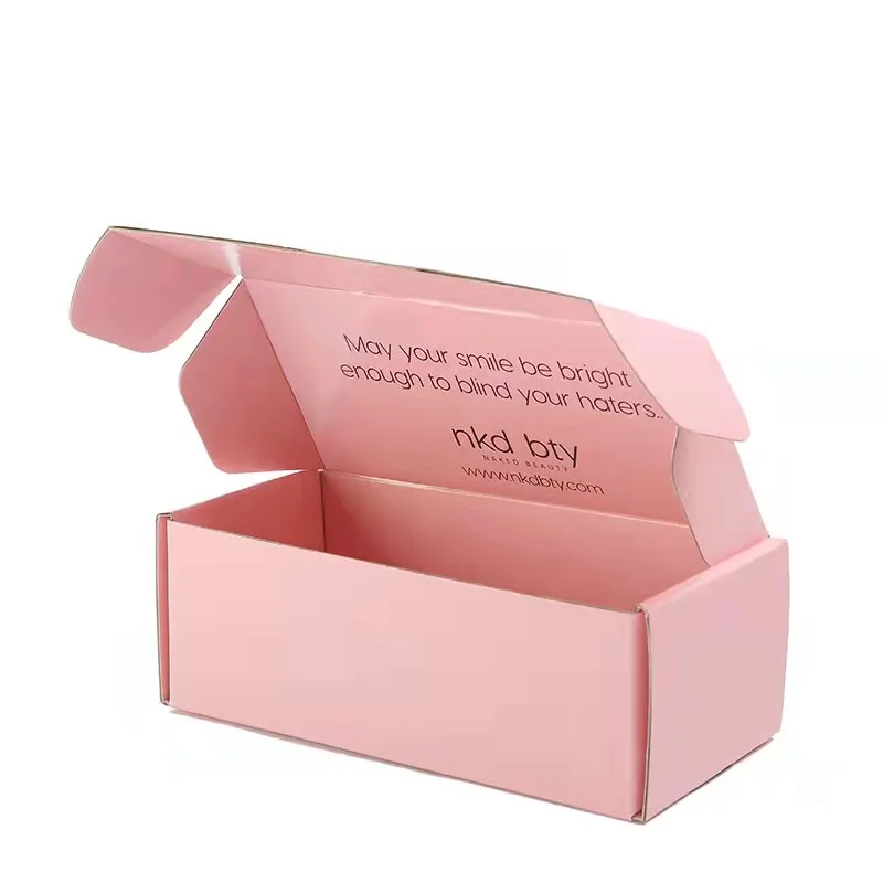 Custom Logo Cardboard Cartons Shipping Mailer Box Pink Mailing Cloth Clothing Corrugated Packaging Boxes