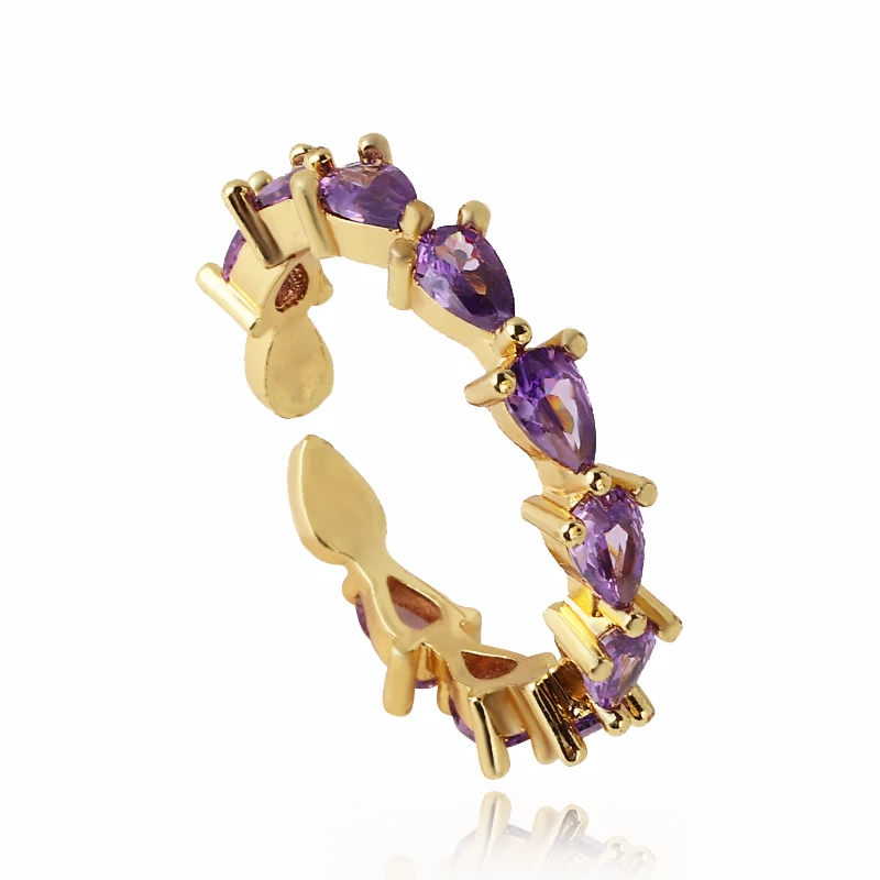 Цветное женское кольцо с фианитом в форме капли воды Изысканный Подарок на