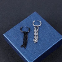 oocyspoo punk style tassel earrings for men women black silver color korea stud earrings statement jewelry exquisite gift