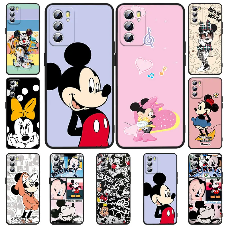 

Disney Mickey Mouse Cute Phone Case For OPPO Realme 5 6i 6s 7 7i(Global) 8 8i Pro 5G Realme Narzo 50A Narzo 50i Black Soft Capa