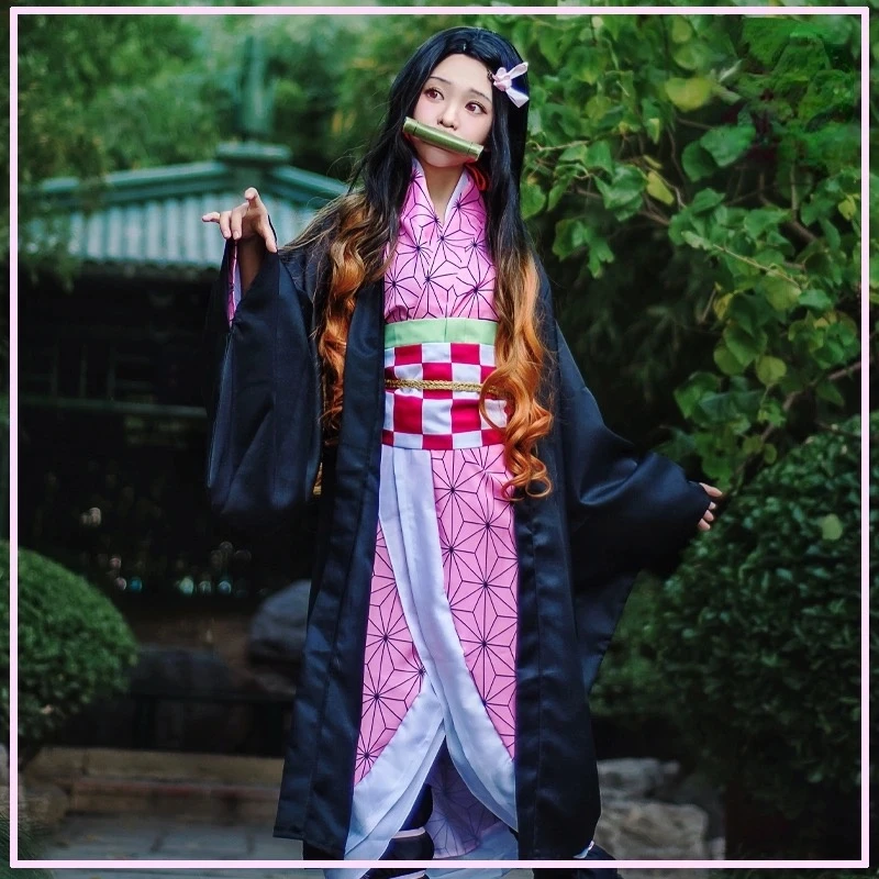Кимоно женское для косплея кимоно детей рассекающий демонов камадо незуко