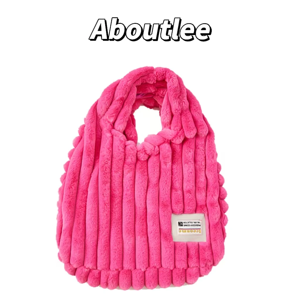 

Aboutlee Vintage Y2k Pink Furry Handbag Cute Kawaii Fun Large Capacity Women Shoulder Bag High Quality Hot Girl Plush Side Pack