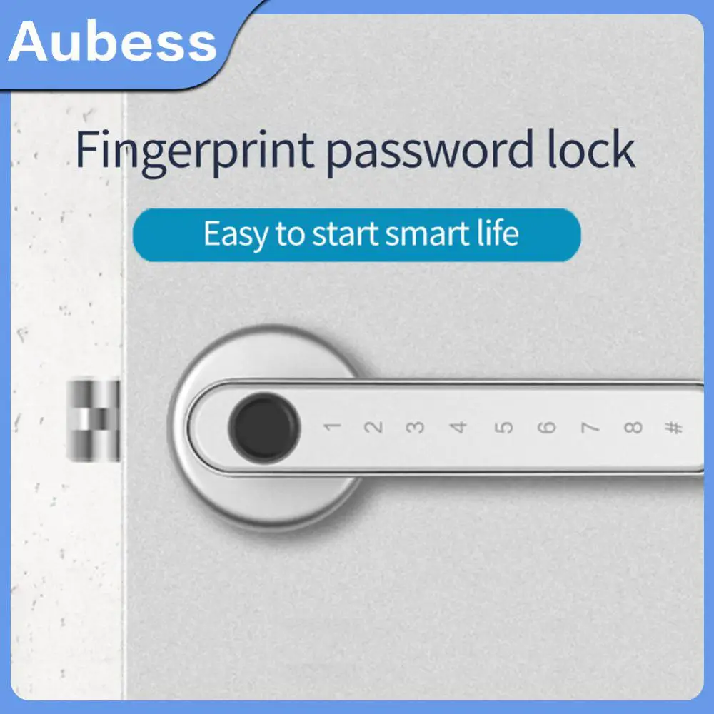 

Portable Zinc Alloy Password Lever Door Lock Quick Unlock Biometric Keypad Handle Lock Multiple Fingerprints Practical Door Lock