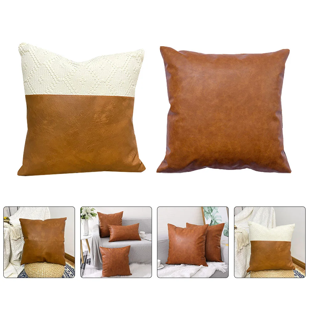 

Подушка-наволочка для дивана, Обложка для дивана, стильная квадратная подушка с окошком для автомобиля, искусственная кровать, коричневая д...