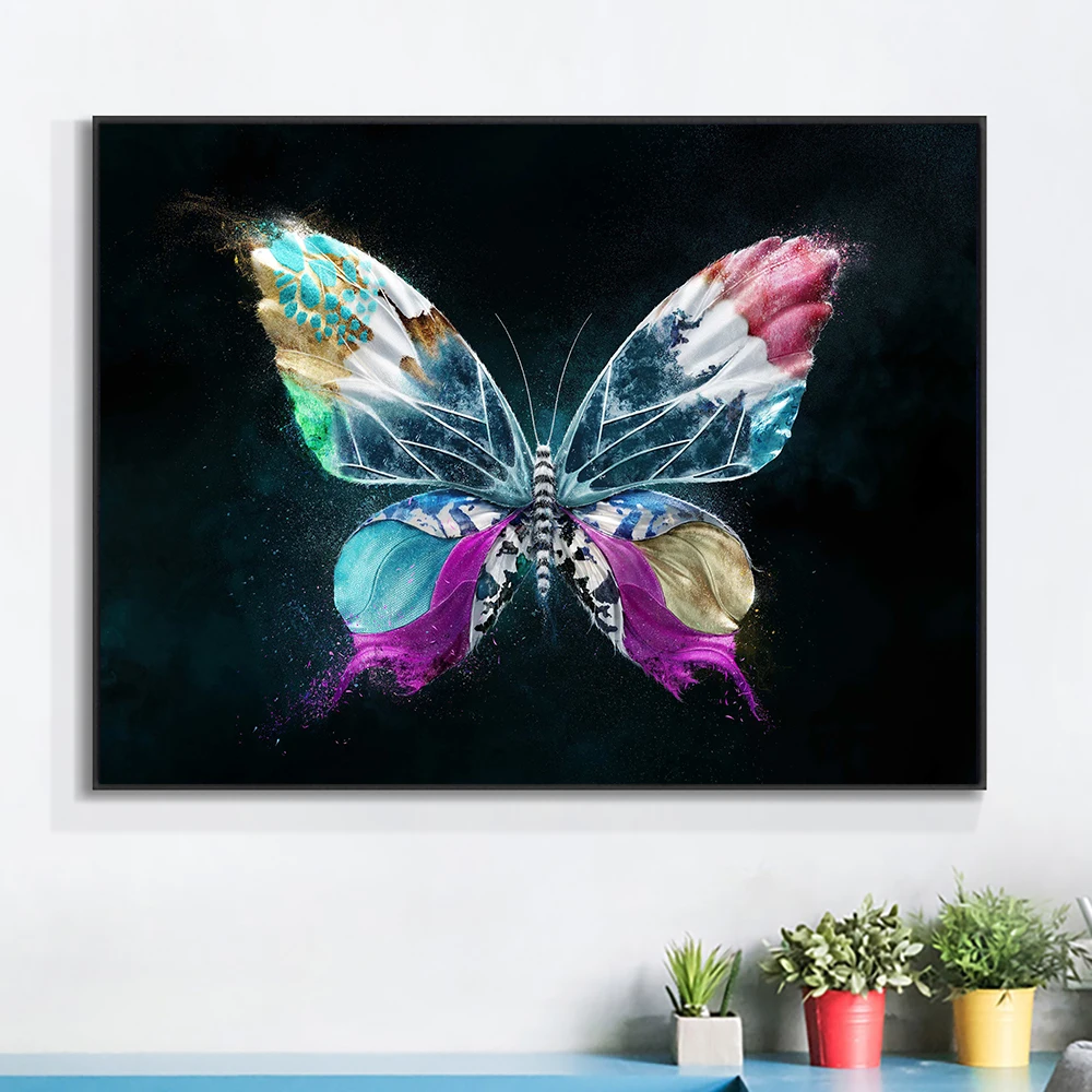 

Colourful Butterfly Aesthetic Wall Art Canvas Paintings Modern Artwork Living Room Hanging Poster Pictures Prints Home Decor