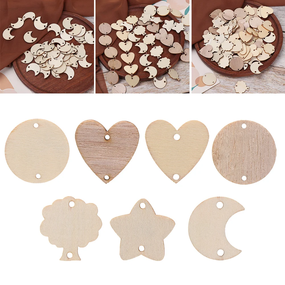 

Shape Embellishments With Holes Ring Clips Wooden Circle Discs Tags Wood Slices Plaque Board Hanging Label