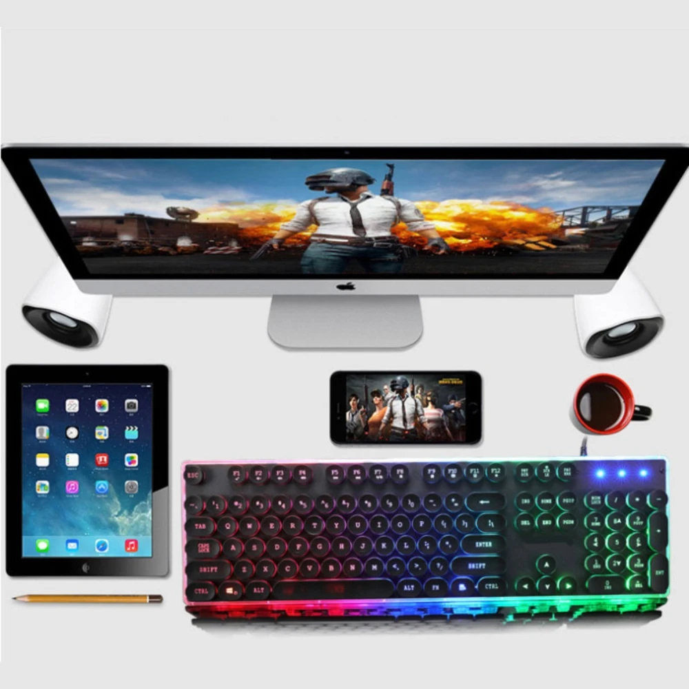 Игровая клавиатура с RGB-подсветкой проводная USB-клавиатура в стиле панк