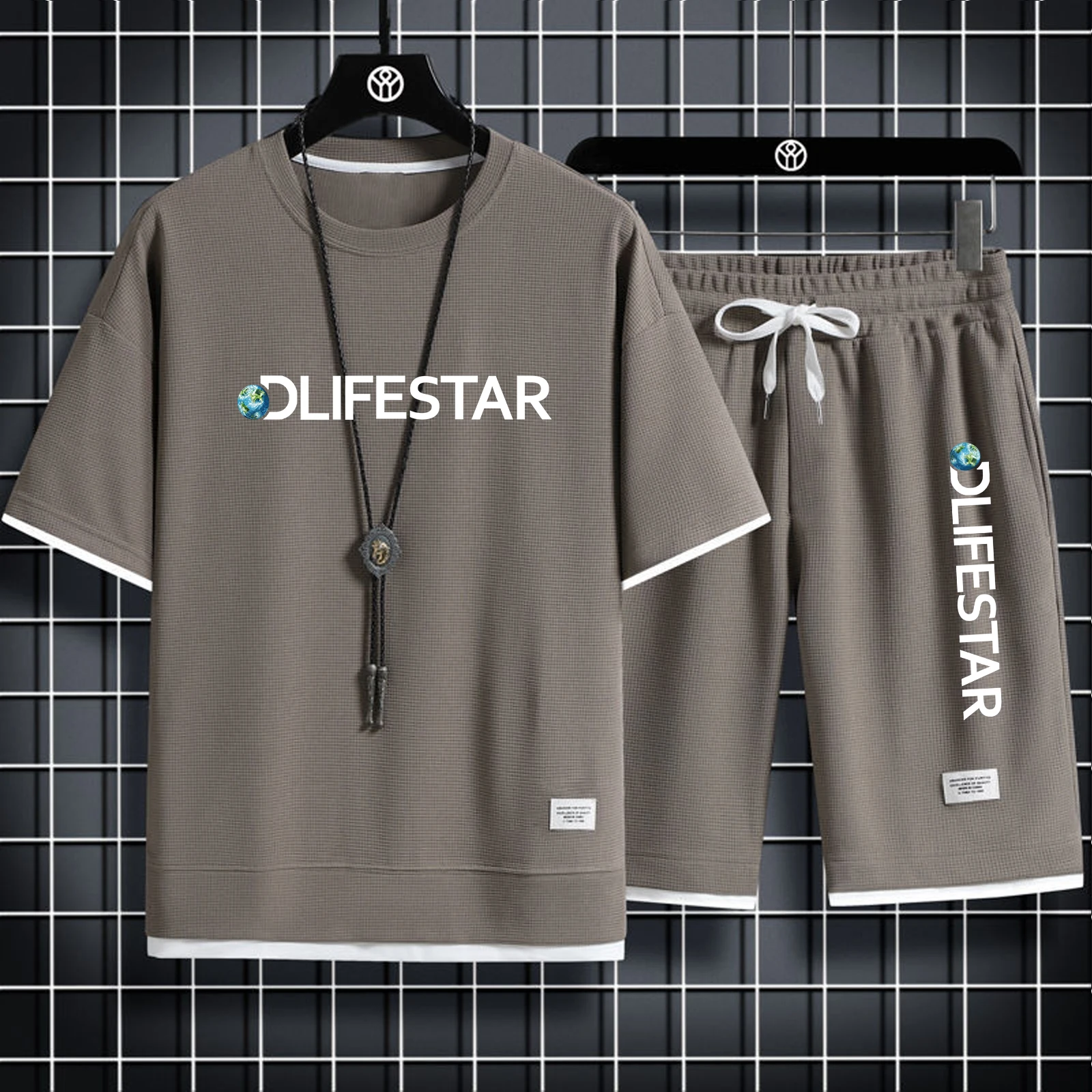 Tracksiut Men Printed Sets 2023 Men's T-shirt Suit Sportswear  Breathable Clothing T-shirt + Shorts Men's Summer Sports Jogging