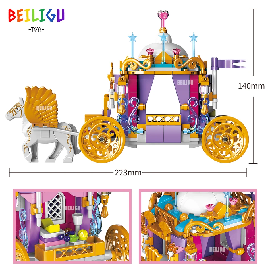 друзья парк развлечений строительные блоки девочки принцесса замок карета