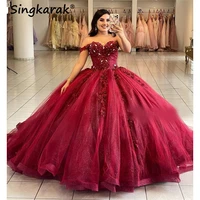 new arrival charming wine princess ball gown quinceanera dresses 2022 one shoulder crystal sweet 16 party vestidos de 15 a%c3%b1os