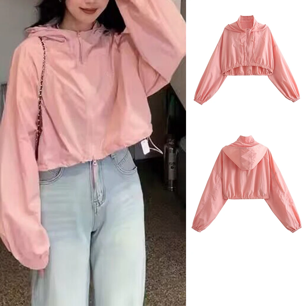 

Autumn new women's fashion casual hooded loose short jacket