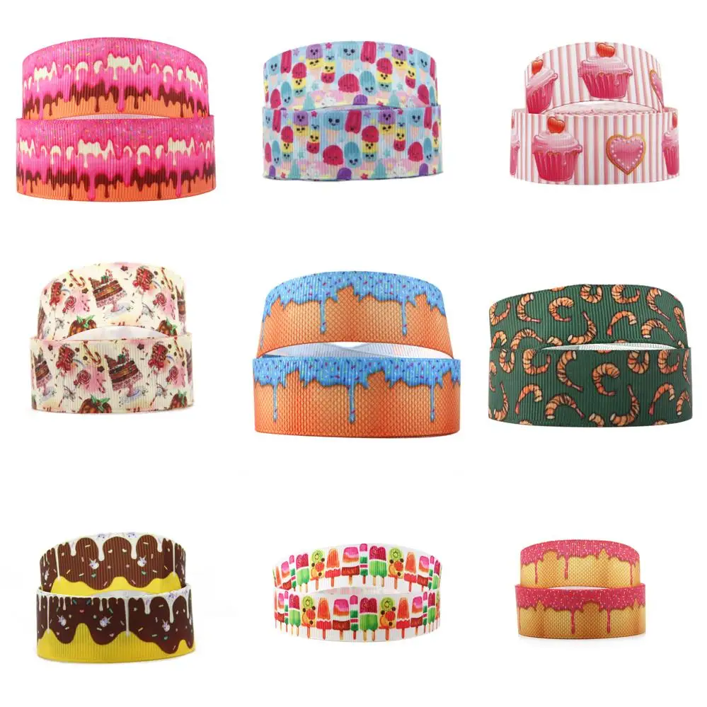 

Бесплатная доставка, 50 ярдов, 22 мм, милая корсажная лента с принтом для упаковки подарков, самодельные Украшения с бантом, домашняя упаковка, 50Yc21534