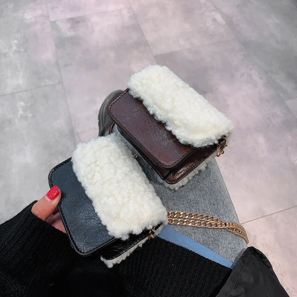 

Winter New Fashion Shoulder Bag Soft Warm Fur Bag Crossbody Bag Female Bag Plush Handbag Messenger Bag Women 2020