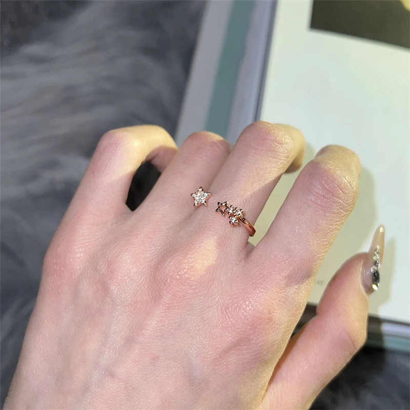 Японское и женское изысканное открытое регулируемое кольцо со звездой