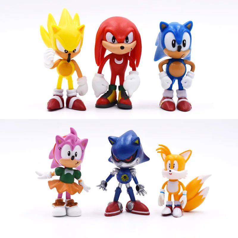

6pcs/Set Sonic figure Tails Werehog Action Figures Knuckles Dr. Eggman Cartoon Figurines Collectible Dolls Kids Hedgehog Toy