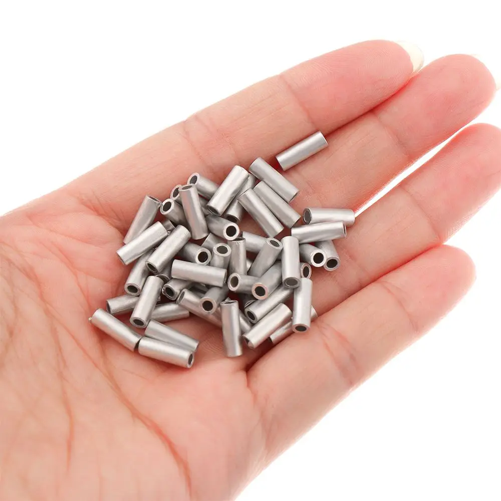 

100pcs/lot White Round Real Aluminum Tube Wire Pipe Crimp Sleeves Sea Fishing Line Tube accessories