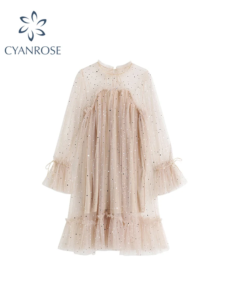 Женское платье весна-осень 2022 модное элегантное шикарное Прозрачное с длинным