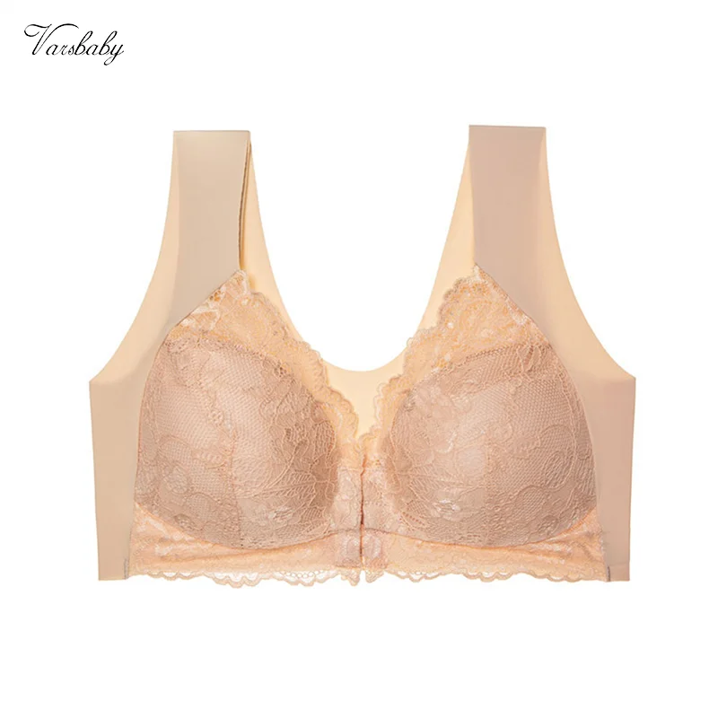 

Varsbaby Sexy Front Closure Bra Lace Underwear No Steel Ring Seamless Vest Beautiful Back Ladies Bra