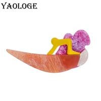 yaologe acrylic rowing boat brooches for women unisex creative cartoon boat badge party casual office brooch pin gift 2022