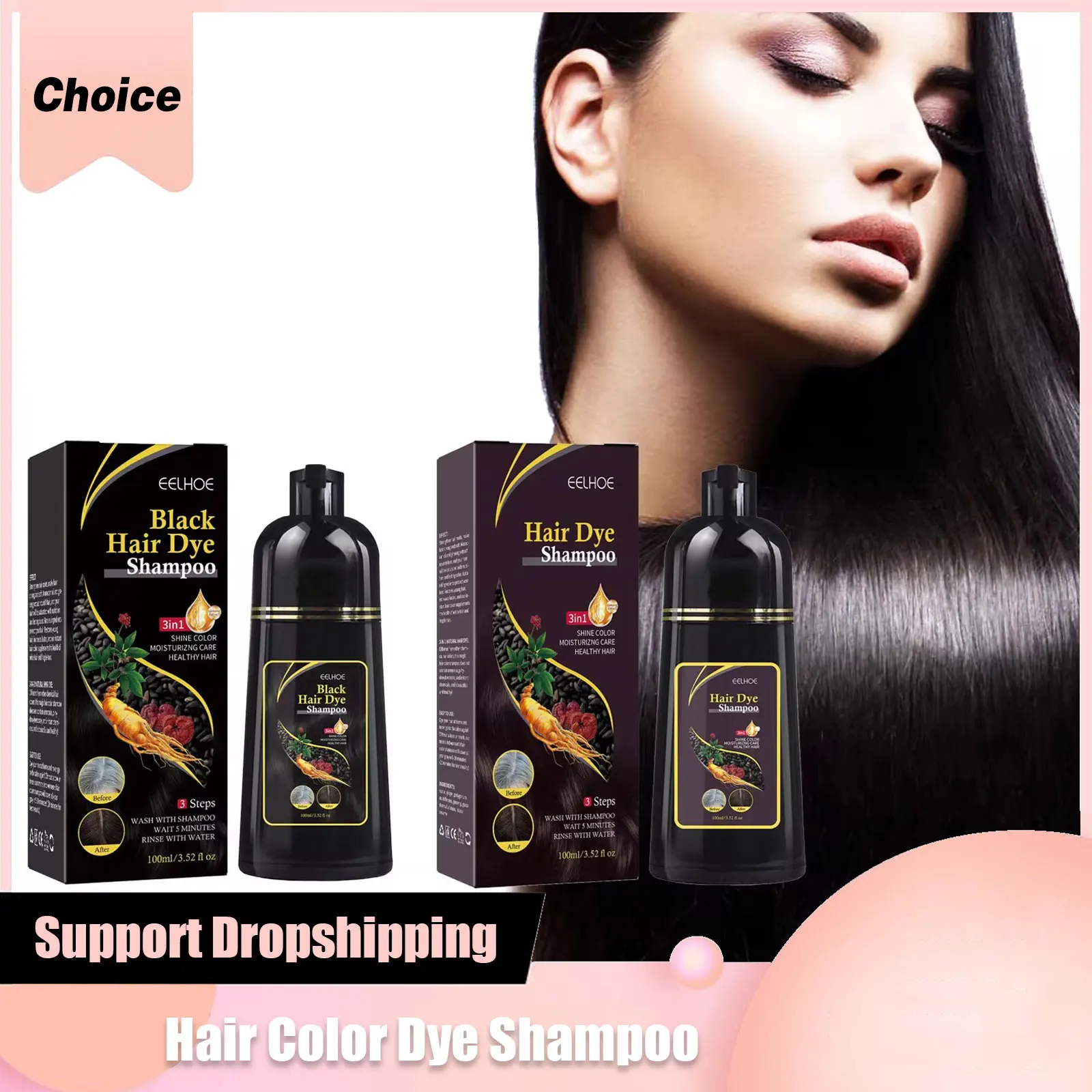 ü Color Hair Dye Shampoo Grey Whit-e Cover Natural Fast Repair Dry Damaged Cleaning Nourishing Root Restore Black