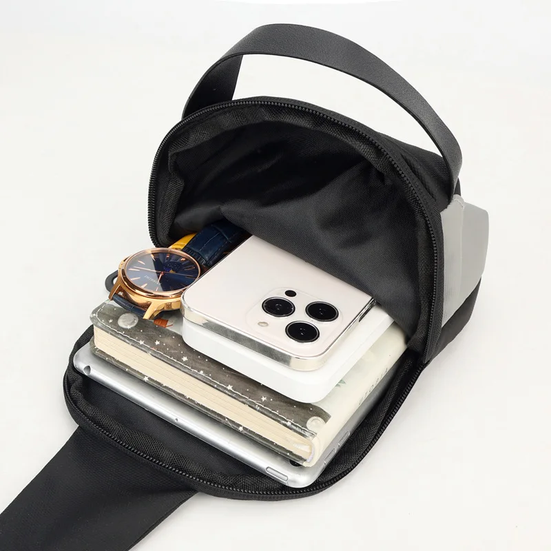 Сине-серые многофункциональные нагрудные сумки противоугонные одинарные через