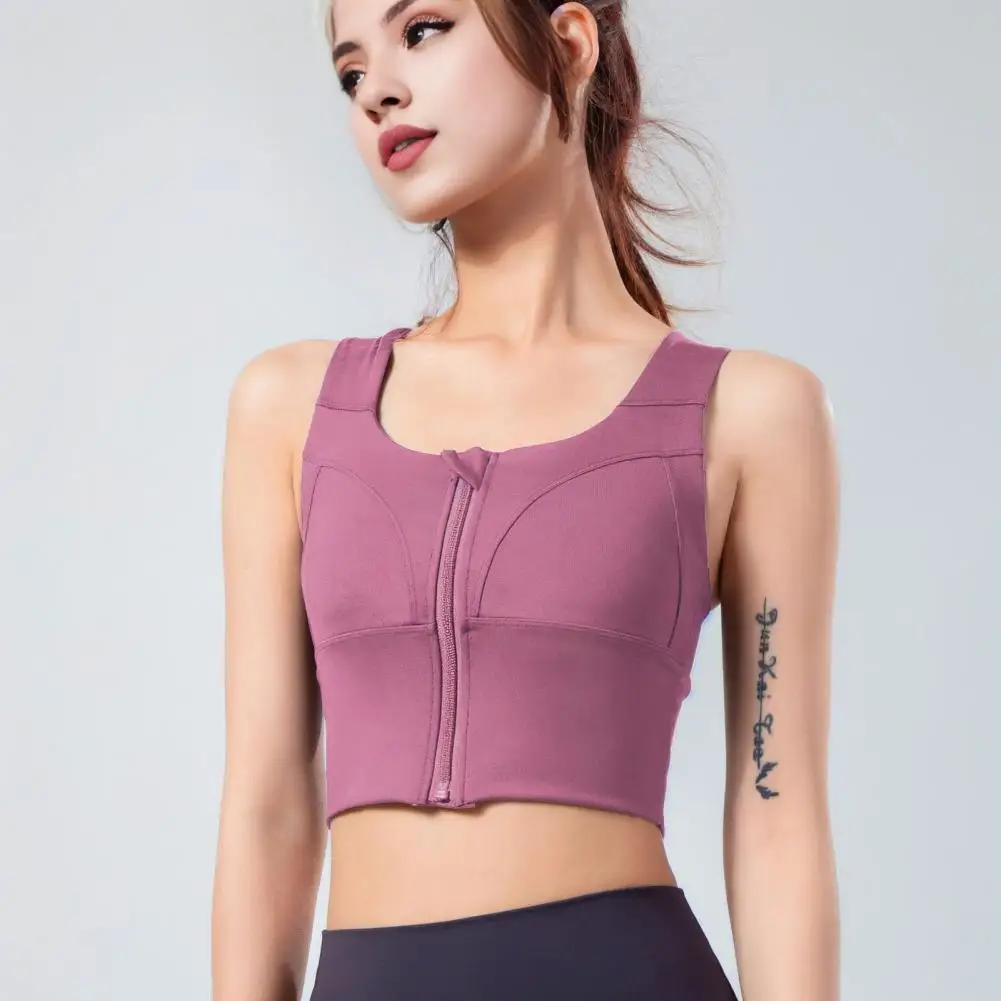 Высокоэластичный спортивный бюстгальтер с застежкой-молнией Противоударный