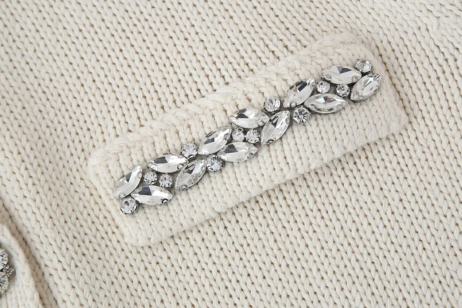 Женский однобортный Кардиган с жемчугом круглым вырезом