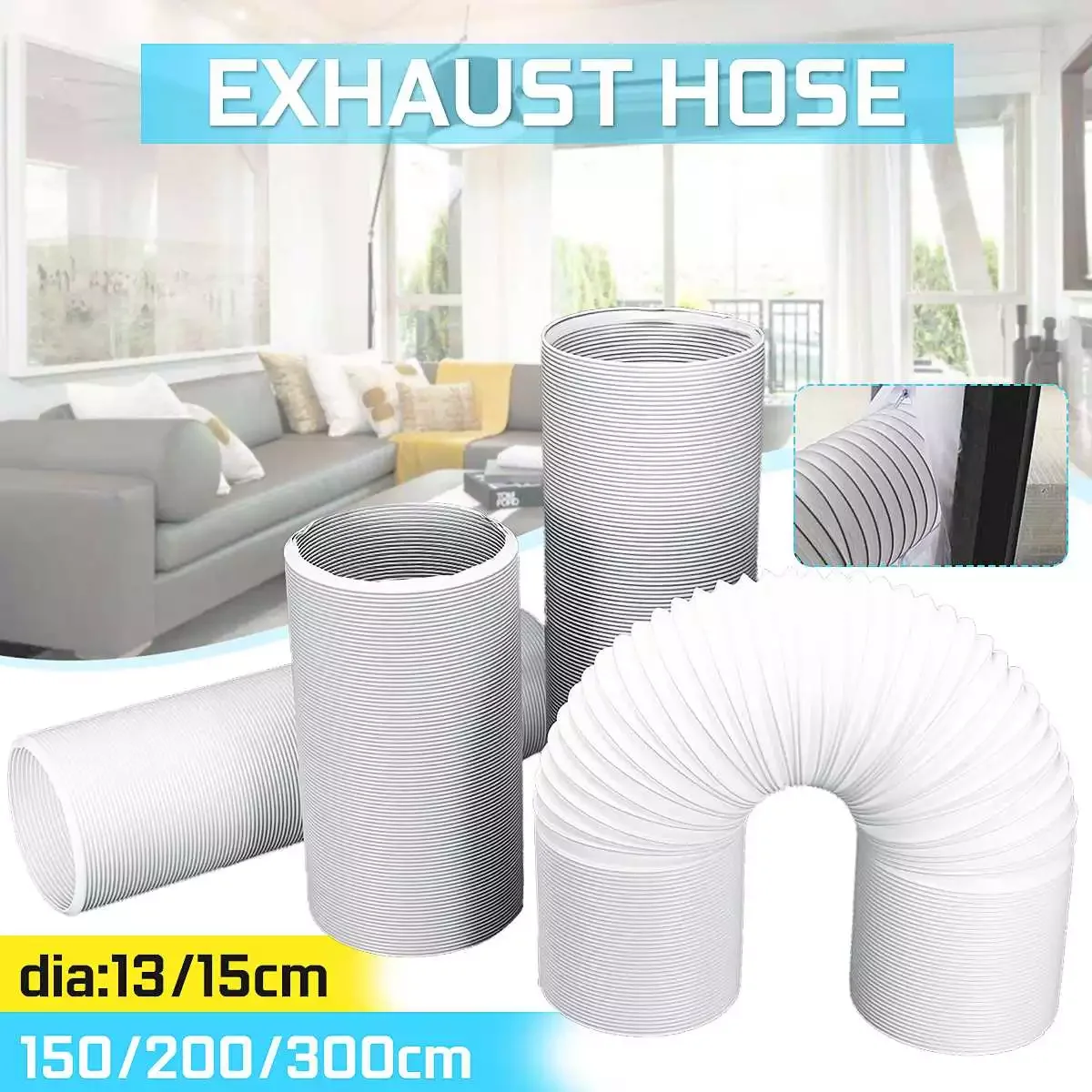 

Portable Air Conditioner Parts Diameter 13cm/15cm Exhaust Hose Tube Free extension Flexible DIY Home For Air Conditioner Tools