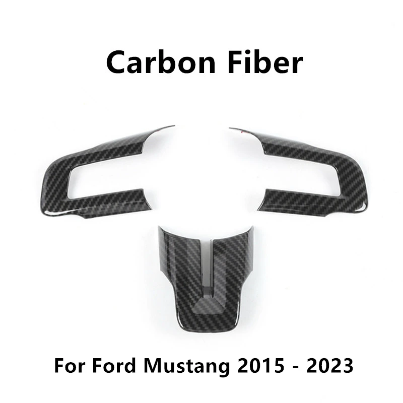 

Углеродное волокно, внутренняя крышка рулевого колеса автомобиля, накладка на рамку, подходят для наклейки для Ford Mustang 2015 2016 2017 2018-2023 аксессуары