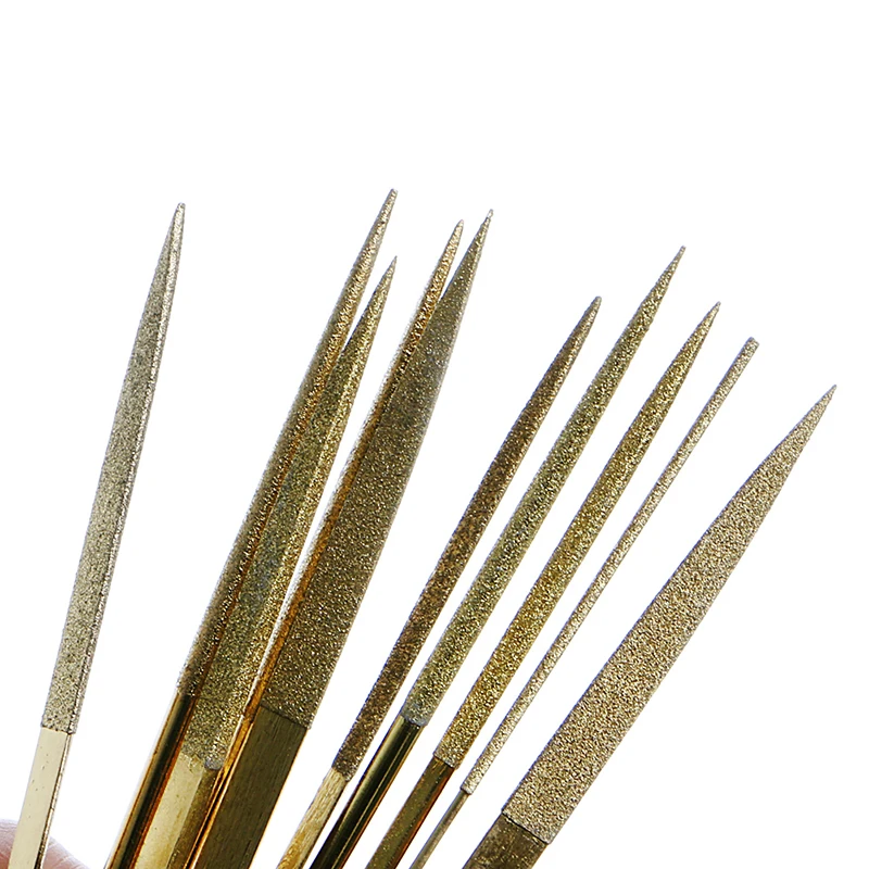 

New 10Pcs for TITANIUM Diamond Coating Needle Flat File Set Metal Working Craft