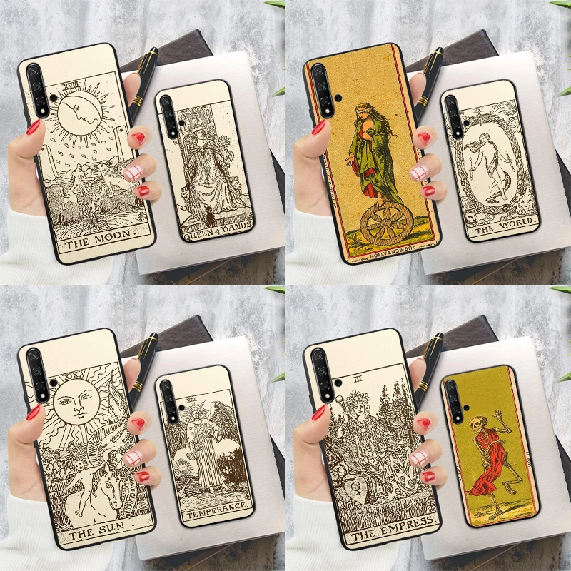 Tarot Card Astrology Sun Moon Lover Case For Honor 50 8X 9X 10i Cover For Huawei P20 Lite P40 P30 Pro Nova 9 5T P Smart 2019