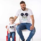 Семейный костюм с малышом, креативное боди с коротким рукавом с Микки Маусом из Диснея, детские футболки, летняя модная женская футболка, топ