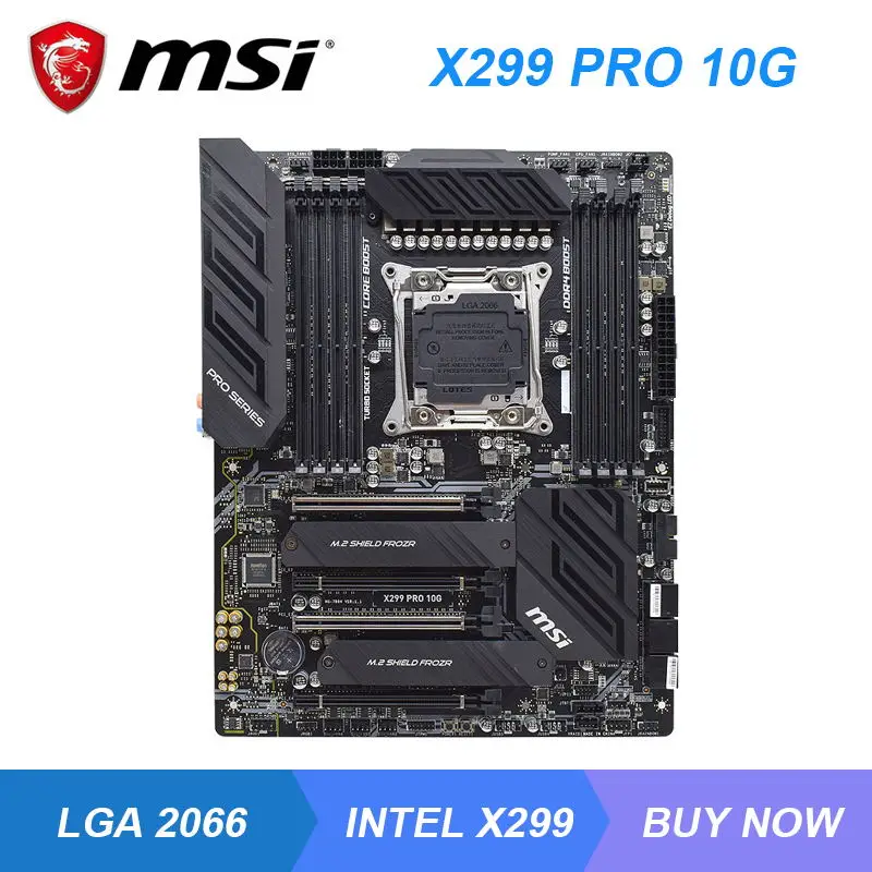 

MSI X299 PRO 10G Mining Motherboard X299 Motherboard DDR4 256GB Support Intel Core i9 10900X 9900X Cpus LGA 2066 2×M.2 PCI-E X16