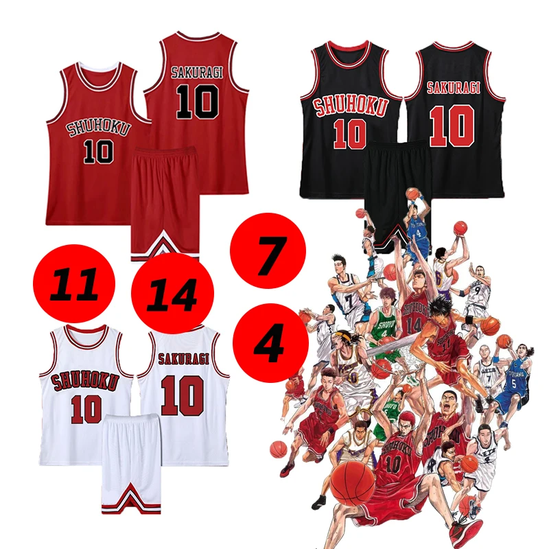 

Костюм для косплея аниме Slam Dunk Sakuragi Hanamichi, Трикотажный костюм для школьной баскетбольной команды Shohoku Kaede рукава