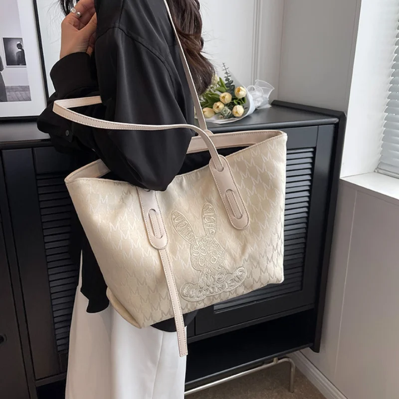Women's Large Capacity Tote Bag Female Letter Underarm Hand Bolsa Simple Fashion Retro Commuting Shoulder HandBags for Sac сумка