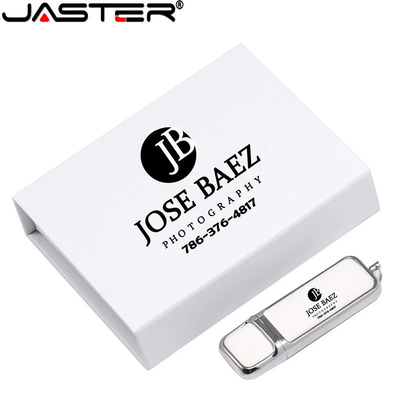 Флэш-накопитель JASTER USB 2 0 4 ГБ 8 16 32 64 128 флэш-карта из кожи белого цвета с логотипом