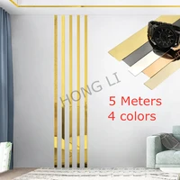1 roll gold tape stainless steel flat background wall ceiling edge strip decal living room decoration lines furniture stickers
