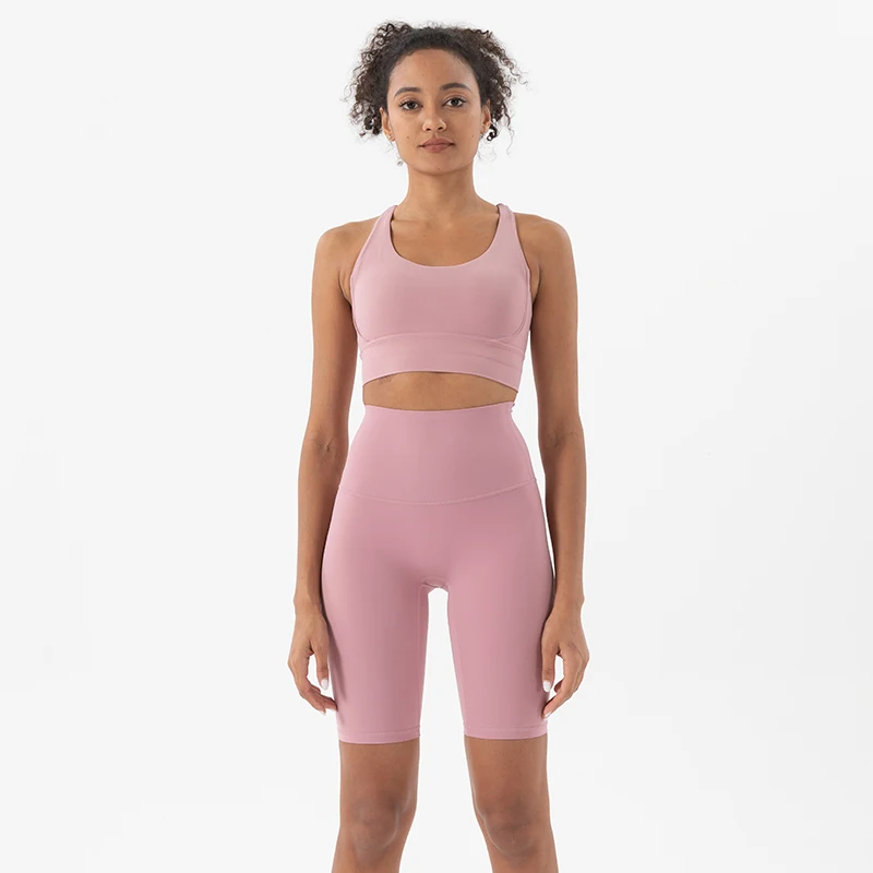 SOISOU Summer Yoga Set Two Piece Sets Womens Outifits Bra Top Women Shorts Sport Fitness Cycling Gym Sportswear Woman 45 Colors